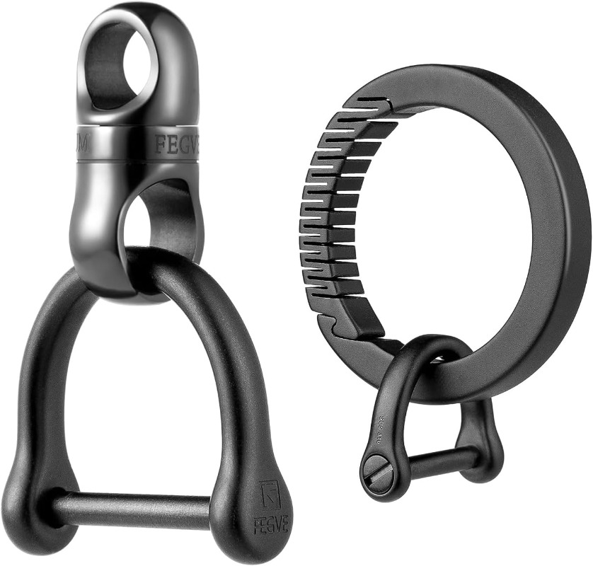 Edc Carry Clip - Portachiavi in titanio con moschettone rotondo,